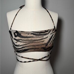 Animal Print Halter Wrap Top